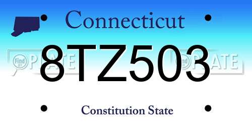 8TZ503 Connecticut License Plate