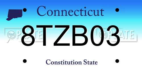 8TZB03 Connecticut License Plate