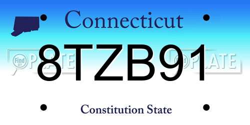 8TZB91 Connecticut License Plate