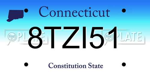 8TZI51 Connecticut License Plate