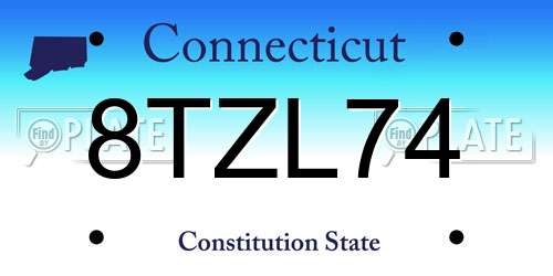 8TZL74 Connecticut License Plate