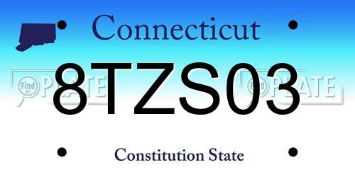 8TZS03 Connecticut License Plate
