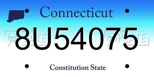 8U54075 Connecticut License Plate
