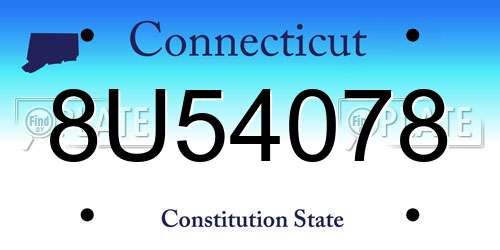 8U54078 Connecticut License Plate