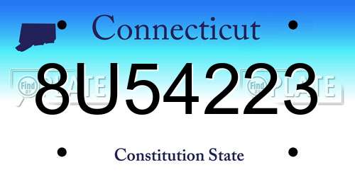 8U54223 Connecticut License Plate