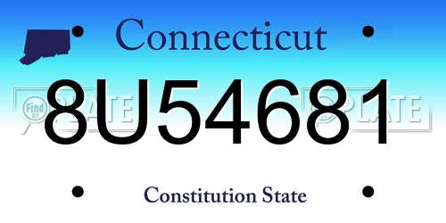 8U54681 Connecticut License Plate