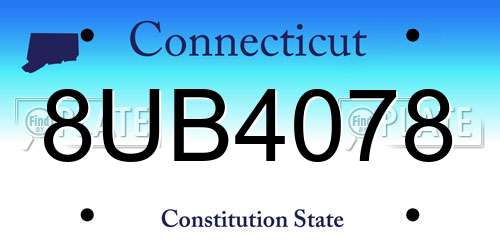 8UB4078 Connecticut License Plate
