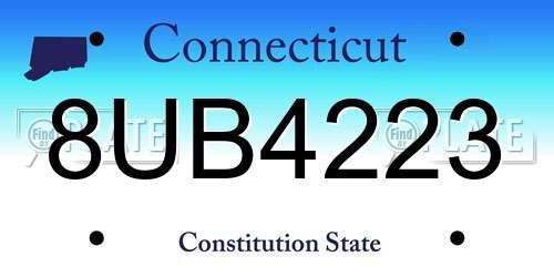 8UB4223 Connecticut License Plate