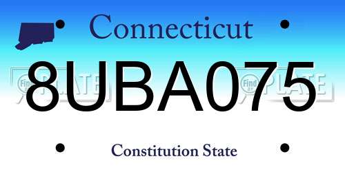 8UBA075 Connecticut License Plate