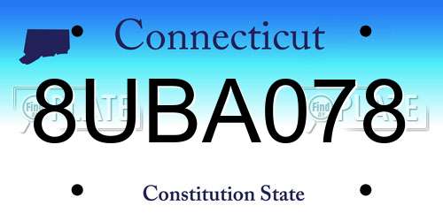8UBA078 Connecticut License Plate