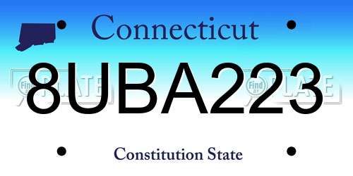 8UBA223 Connecticut License Plate