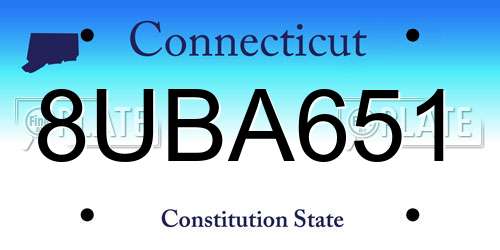 8UBA651 Connecticut License Plate