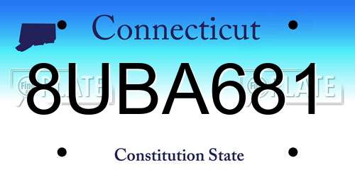 8UBA681 Connecticut License Plate