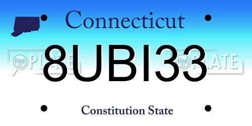 8UBI33 Connecticut License Plate