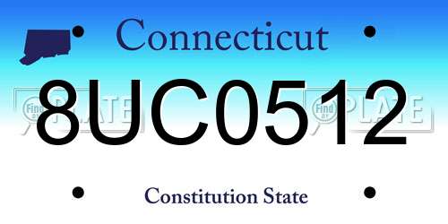 8UC0512 Connecticut License Plate