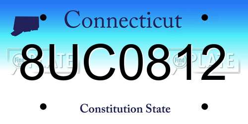 8UC0812 Connecticut License Plate
