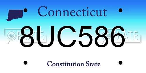 8UC586 Connecticut License Plate