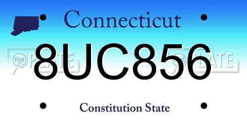 8UC856 Connecticut License Plate
