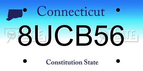 8UCB56 Connecticut License Plate