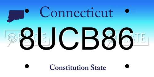 8UCB86 Connecticut License Plate