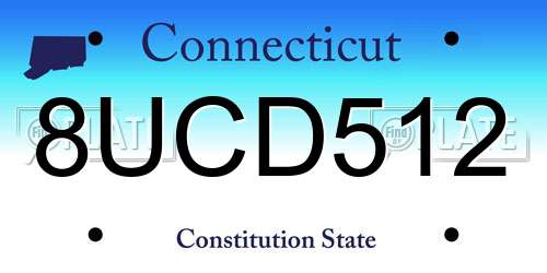 8UCD512 Connecticut License Plate