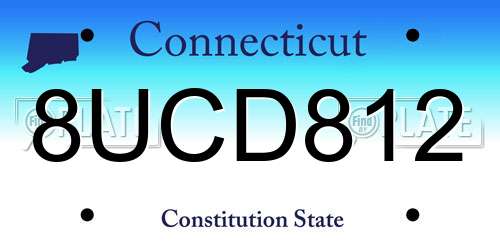 8UCD812 Connecticut License Plate