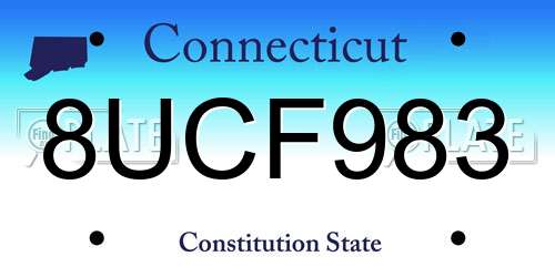 8UCF983 Connecticut License Plate
