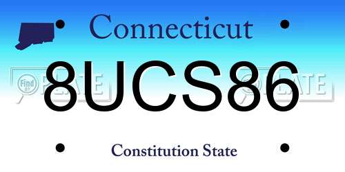 8UCS86 Connecticut License Plate