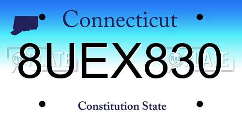 8UEX830 Connecticut License Plate