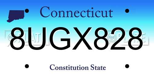 8UGX828 Connecticut License Plate