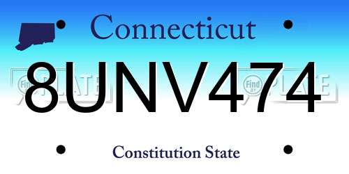8UNV474 Connecticut License Plate