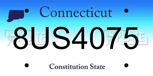 8US4075 Connecticut License Plate