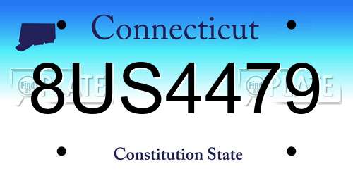 8US4479 Connecticut License Plate