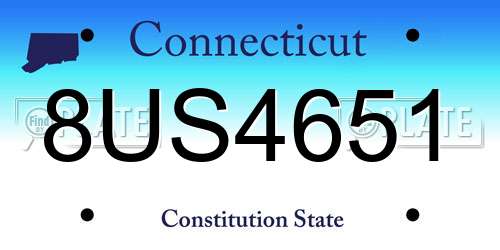 8US4651 Connecticut License Plate
