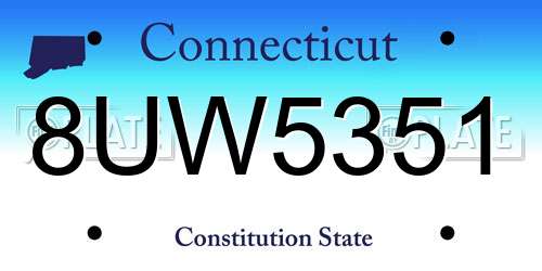8UW5351 Connecticut License Plate
