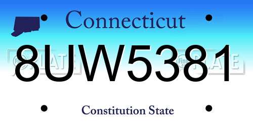 8UW5381 Connecticut License Plate
