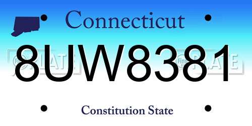 8UW8381 Connecticut License Plate
