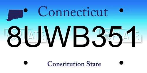 8UWB351 Connecticut License Plate