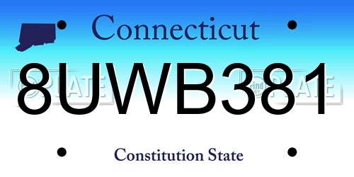 8UWB381 Connecticut License Plate
