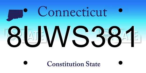 8UWS381 Connecticut License Plate