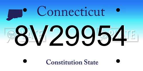 8V29954 Connecticut License Plate
