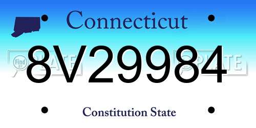 8V29984 Connecticut License Plate