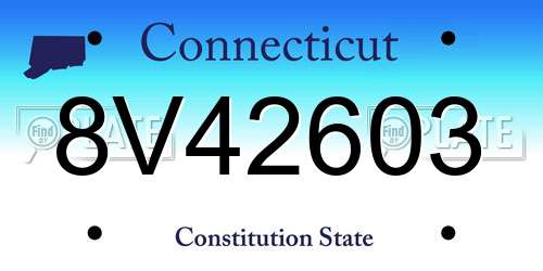 8V42603 Connecticut License Plate