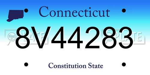 8V44283 Connecticut License Plate