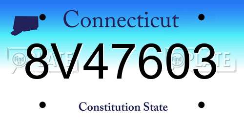 8V47603 Connecticut License Plate
