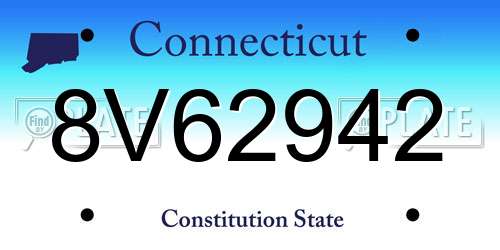 8V62942 Connecticut License Plate