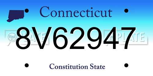 8V62947 Connecticut License Plate