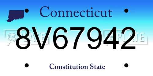 8V67942 Connecticut License Plate