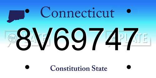 8V69747 Connecticut License Plate