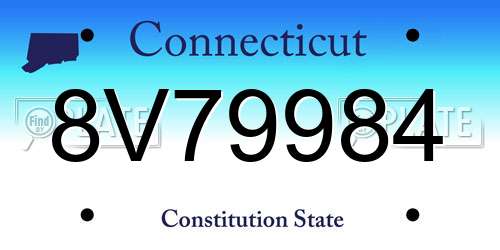 8V79984 Connecticut License Plate